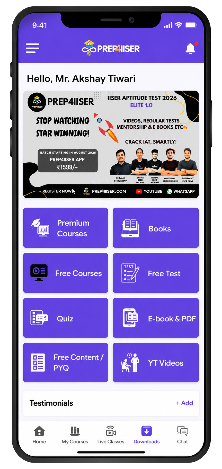PREP4IISER App Screenshot