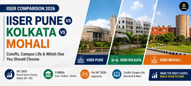 IISER Pune vs IISER Kolkata vs IISER Mohali 2026: Cutoffs, Campus Life, Placements and Best Choice Guide